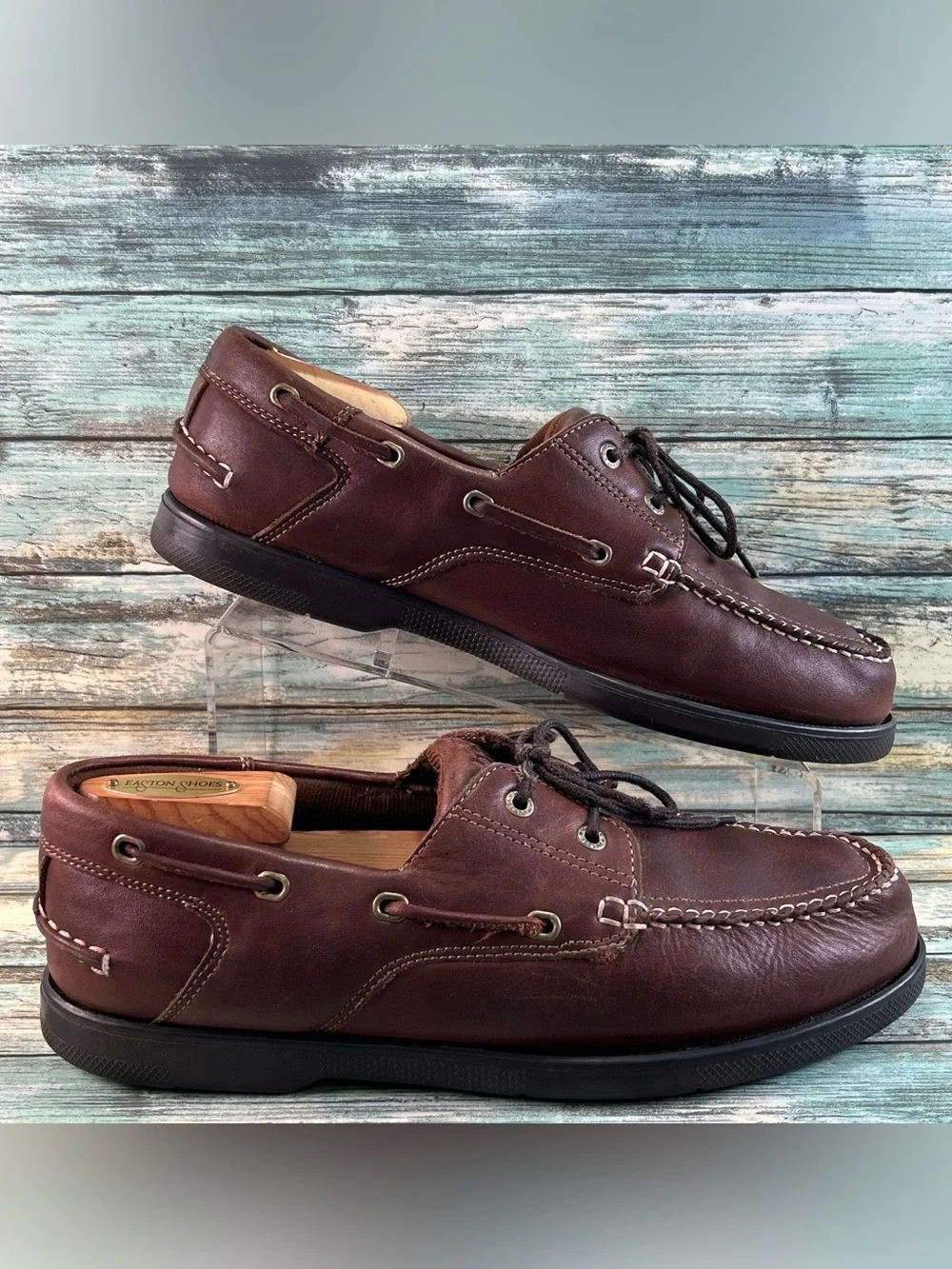 DUXBAK Decked Boat Shoe 10.5 Vintage Moc Toe Loafers Casual Shoes Brown Leather